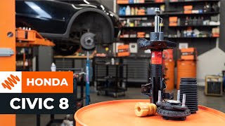 How to change a front shock strut on HONDA CIVIC 8 TUTORIAL AUTODOC [upl. by Joshuah]