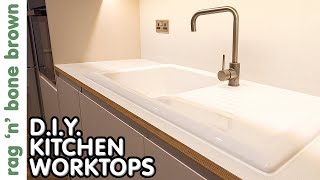 Making DIY Custom Birch Plywood amp Laminate Kitchen Worktops  Countertops [upl. by Nolat]