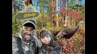 TONS of Gobbling on His FIRST Turkey Hunt  Opening Day Game Land Turkey Hunt NC [upl. by Johnette456]