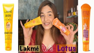 Lotus Gel Sunscreen VS Lakmé Sunscreen  which works best for you   pooja Sharma [upl. by Inneg]