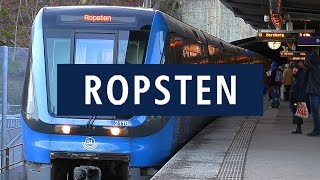 Ropsten Station med tåg i Stockholms Tunnelbana [upl. by Claribel]