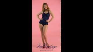 TopVintage  Classic Fifties One Piece Swimsuit Navy [upl. by Halfon]