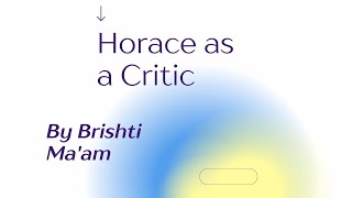 HORACE AS A CRITIC for NTA NET GATE SET [upl. by Ennairej128]