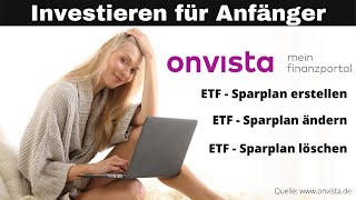 onvista bank  Einfach einen ETF Sparplan erstellen ändern oder löschen Beispiel am MSCI World ETF [upl. by Jit]