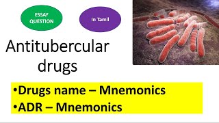 Tuberculosis pharmacologyantitubercular drugsclassification mnemonicsADR mnemonicstamil [upl. by Oelgnaed]