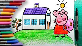 Cómo Dibujar y Colorear a Peppa Pig en El Colegio Paso a Paso Fácil para Niños y Principiantes [upl. by Kung]