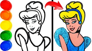 Disney Princess Cinderella Drawing amp Painting for Kids [upl. by Nivk]