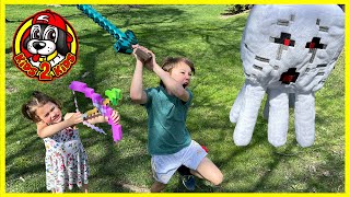 MINECRAFT IN REAL LIFE  KIDS SURVIVE A GHAST KILLER BEES ENDERMAN amp ENDER DRAGON  COMPILATION [upl. by Gennaro83]