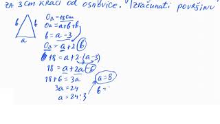 Površina jednakokrakog trougla Heronov obrazac Matematika za 3 razred srednje škole [upl. by Namara325]