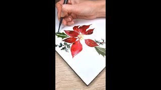 Easy Watercolor Poinsettia for Christmas [upl. by Okiam381]