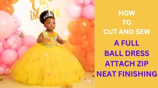 How To Cut And Sew A Full Ball Gown from Start To Finish  Attach Zip  Neat Finishing fullballgown [upl. by Sexton170]