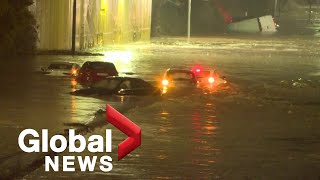 Spains Valencia region sees flooding triggered by recordbreaking rain [upl. by Jonati249]