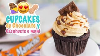 Cupcakes de chocolate y cacahuete o maní  Manicho  Quiero Cupcakes [upl. by Dnomed114]