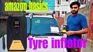 Tyre inflator unboxingAmazon basics inflator review tyre air pumptyre mein hawa kaise bhare [upl. by Ermengarde]