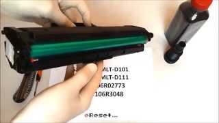 Samsung MLTD101 MLTD111 Xerox 106R02773 106R3048 Toner Refill  reincarcare  dezasamblare [upl. by Nelo]