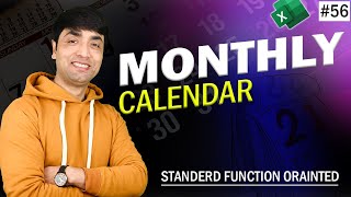 Monthly Calendar in Excel  Standard function Oriented [upl. by Neyut]