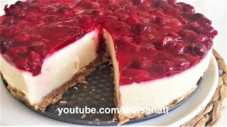 PİŞMEYEN ❌💯 SOĞUK VİŞNELİ CHEESECAKE TARİFİ PİŞMEYEN CHEESECAKE TARİFİ 15 DAKİKADA [upl. by Melia]