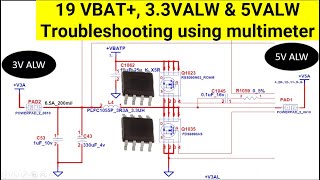 19 VBAT 33VALW and 5VALW Circuit Troubleshooting using multimeter  Laptop repair [upl. by Asyl]