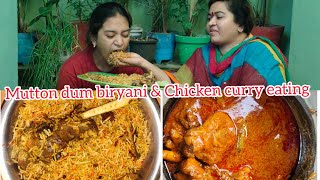 Mutton dum biryani amp chicken curry eating  Cherry sathakshi [upl. by Yrogiarc818]