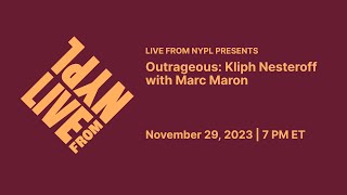 Outrageous Kliph Nesteroff with Marc Maron  LIVE from NYPL [upl. by Aronos]