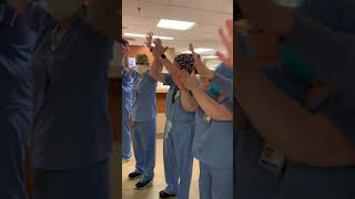 Hospital staff cheer as COVID patient is discharged [upl. by Hadsall]