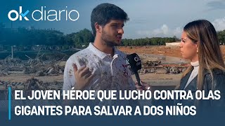 Bosco el joven héroe que luchó contra olas gigantes para salvar a dos niños en Paiporta [upl. by Ecneitap]