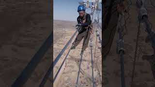 Weaving of high voltage electric cables at height [upl. by Annayk]