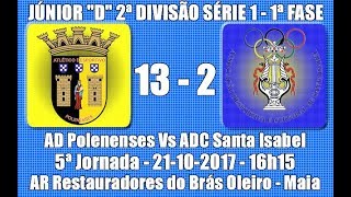 Distrital AF Porto  Júnior 2ª Div S1  5ª Jorn quotPolenenses Vs Santa Isabelquot 1ª Fase 201718 [upl. by Lagiba]