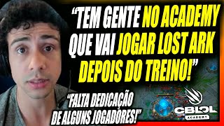 BRUCER CRITICA A FALTA DE DEDICAÇÃO DE JOGADORES DO ACADEMY E CBLOL PARA TREINAR E EVOLUIR NO JOGO [upl. by Yruj]