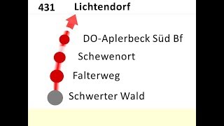 DSW21 Ansagen Bus 431 Schwerter Wald  Lichtendorf [upl. by Porty]