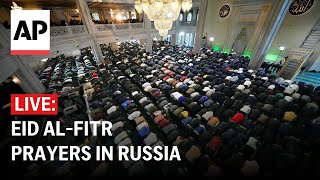 LIVE Muslims in Russia perform Eid alFitr prayers [upl. by Hsakaa]