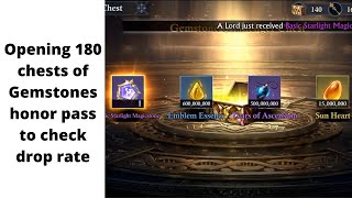 Opening 180 chests of Gemstones honor pass to check drop rate  King of Avalon [upl. by Anitsirk]