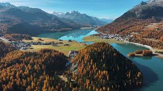 San Moritz  Engadine valley Switzerland aerial [upl. by Lahsram516]