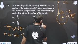 A particle is projected vertically upwards from the surface of the earth radius Re with a spee [upl. by Faith570]