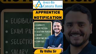 Canara Bank Notification Out  Apprentice 2024canarabank Apprentice vidhu [upl. by Noirret]