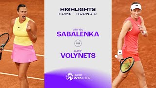 Aryna Sabalenka vs Katie Volynets  2024 Rome Round 2  WTA Match Highlights [upl. by Enailil]