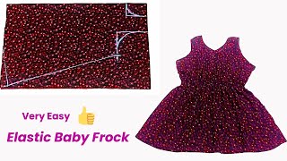 Waist Elastic Baby Frock Cutting And stitching  Elastic baby frock [upl. by Garfinkel]