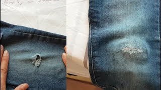 Easy jeans repair  Comment réparer un jean troué  Réparation d un jean troué [upl. by Hugh]