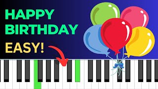 EASY Happy Birthday with Chords  Piano Tutorial BEGINNER [upl. by Bysshe]