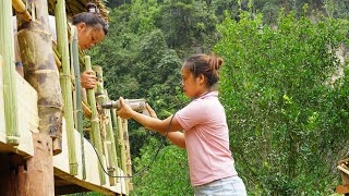 install bamboo corridorfor wooden stilt house [upl. by Nosidam732]