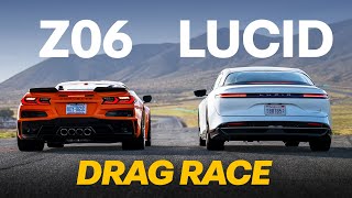 Chevrolet Corvette Z06 vs Lucid Air Grand Touring  Drag Race [upl. by Urissa471]