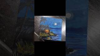 Moonlight scenery acrylic painting painting aryclicpainting [upl. by Saidel607]