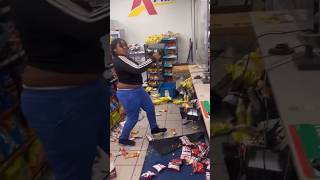 Woman trashes Sunoco gas station in Pittsburgh Pennsylvania [upl. by Lilllie]