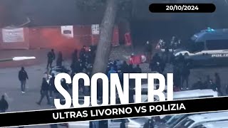 Siena  Livorno  Scontri tra gli ultras del Livorno e la polizia dopo la partita20102024 [upl. by Salohci]