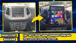 How to remove original screen and install android navi radio Jeep Compass 2017 2018 with Carplay [upl. by Yllas]