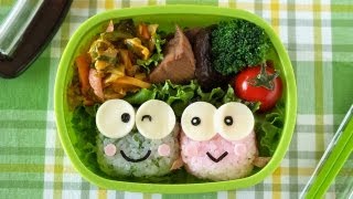 How to Make Kero Kero Keroppi Bento Lunch Box Recipe けろけろけろっぴ弁当 キャラ弁 レシピ [upl. by Drofdarb]