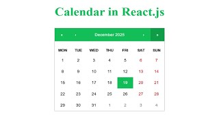 How to Create a Calendar in React JS  StepbyStep Tutorial [upl. by Negaet]