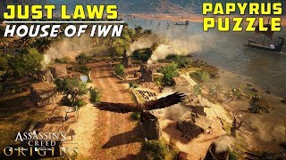 Just Laws  House of Iwn Faiyum Oasis  Papyri Puzzle Treasure Location  AC Origins [upl. by Ley]