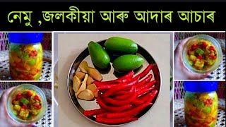 নেমু আদা আৰু জলকীয়াৰ আচাৰ Lemon Ginger amp Redchilli pickle NitasKitchen [upl. by Bunch241]