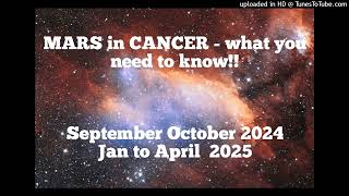 MARS in CANCER DISCOVERY  September and October 2024 Jan through April 2025 [upl. by Ymmik940]